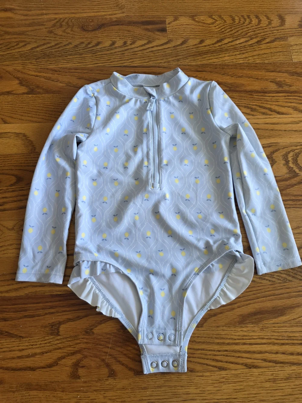 Carter's Light Blue Long-Sleeve One-Piece Swimsuit with Yellow Lemon Motif
